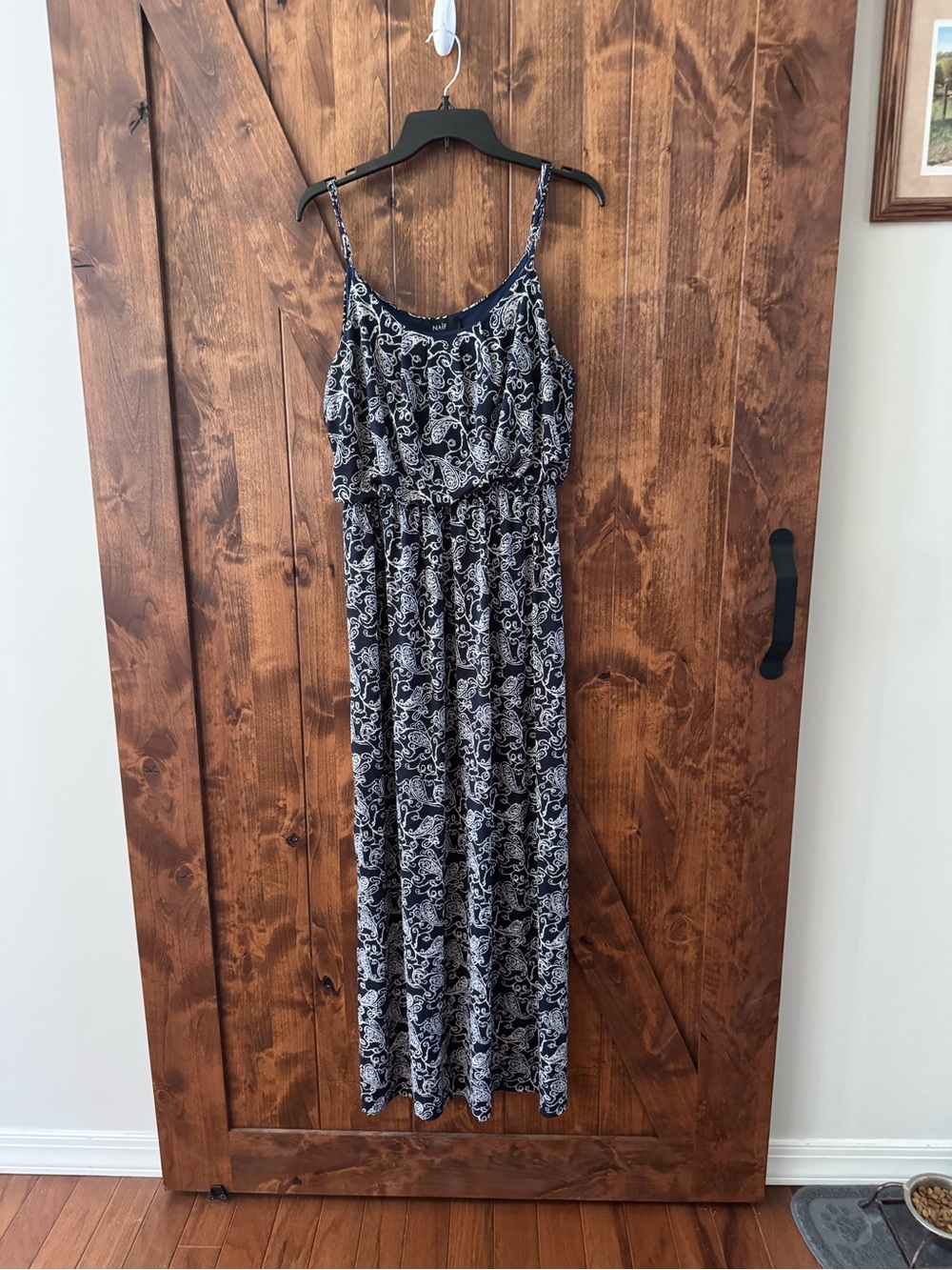 Navy and White Paisley Maxi Dress
